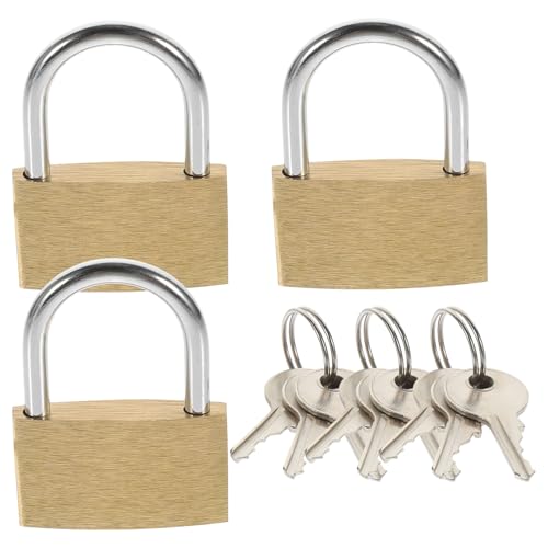 LIFKOME 3個 銅製鍵付き南京錠 屋内外フェンス ガレージ防犯用堅牢ロック 多用途設計で簡単操作と耐久性を実現
