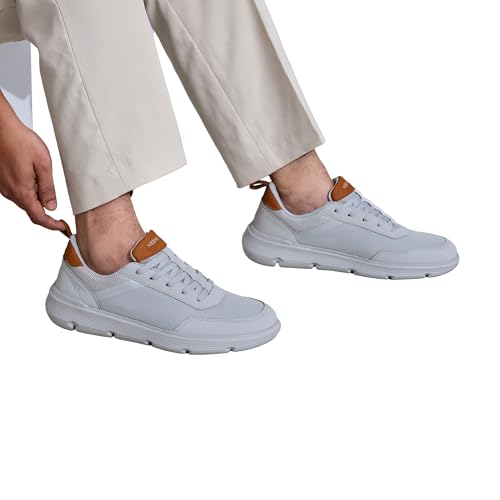 Image of Neeman's Melange Dress Sneakers for Men | Breathable Mesh & Faux Leather Upper | Lightweight EVA Sole with Natural Rubber | Stylish Lace-Up Sneakers for Travel & Everyday Casual Comfort