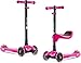 Lascoota 2-in-1 Kick Scooters for Kids with Removable Seat Great for Kids & Toddlers Girls or Boys - Adjustable Height w/Extra-Wide Deck PU Flashing Wheels for Children from 2 to 14 Year-Old (Pink)