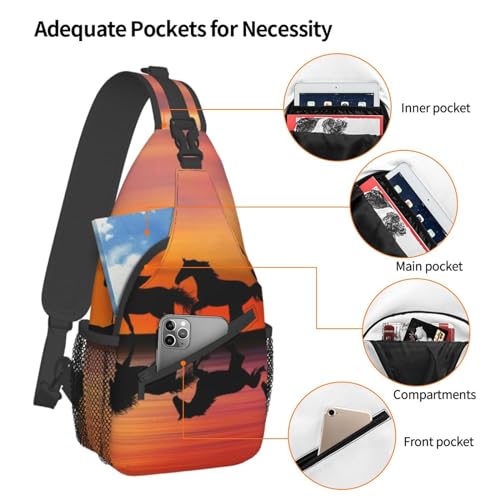 Funny Horse Crossbody Bag Horse Shoulder Bag Backpack Animal Sling Bag Chest Casual Daypack for Outdoor4