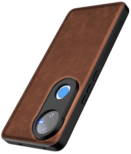 Image of Kapa Tux Leather Back Cover for Vivo T4R / V50 / V50E 5G | Slim Shockproof Camera Protection Bumper Case (Brown)
