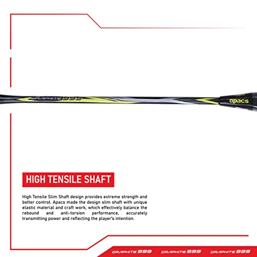 Image of Apacs Graphite 999 (Japanese Graphite, 30 LBS) Ultra Strong | Highly Durable | Professional Unstrung Badminton Racket (Black Yellow)