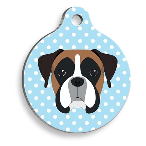 BOXER Personalized Dog Tag - Custom Name Tag - ID Tag for Dog & Cat - Customized Pet Tags - Dog Name Tag - Cat Name Tag - Engraved Dog Tag (Blue)