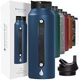 Elemental Iconic Botella de agua aislada de 32 onzas con tapa deportiva abatible y popotes, forro de cobre aislado al vacío, botella de agua grande que mantiene las bebidas frías 24 horas o calientes