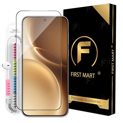 Image of FIRST MART Tempered Glass for Vivo X300 Pro With Installation Kit | Military-Grade Gorilla Screen Protector and Cable Guard | Edge to Edge Coverage | Black