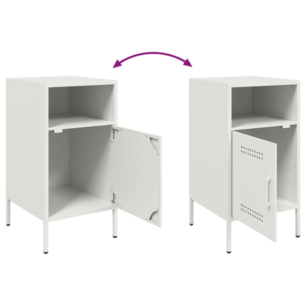 Industrie-Stil Nachttisch aus kaltgewalztem Stahl mit verstellbaren Füßen und praktischer Tür für optimalen Stauraum im Schlafzimmer oder Wohnzimmer