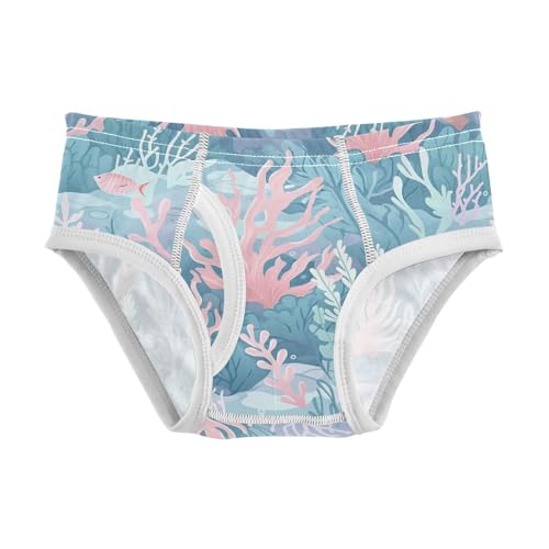 visesunny Boys Cotton Underwear Ocean Coral Fish Bubble Pattern Printed Toddler Soft Training Briefs Size 2T-8Y for Kids