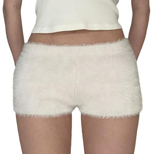 Fluffy Microshorts Women Knit Micro Shorts Y2K Fluffy Knit Mini