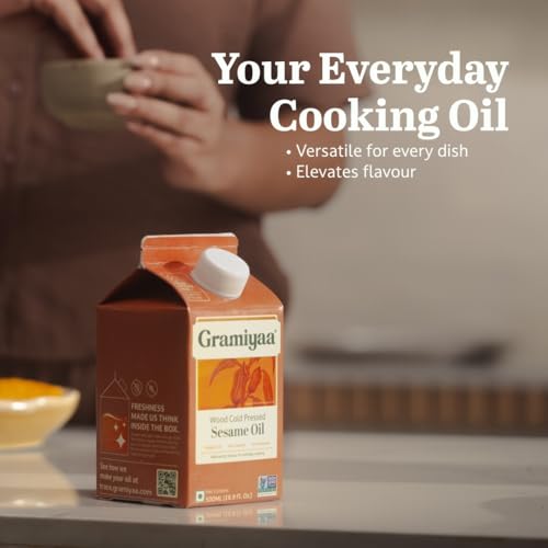 Image of Gramiyaa Cold Pressed Sesame oil 500 Ml | Traditionally Extracted | Chemical-free, Zero Trans-fat Cooking oil | Unrefined oil| Kachi Ghani Til for Cooking (500 Ml)