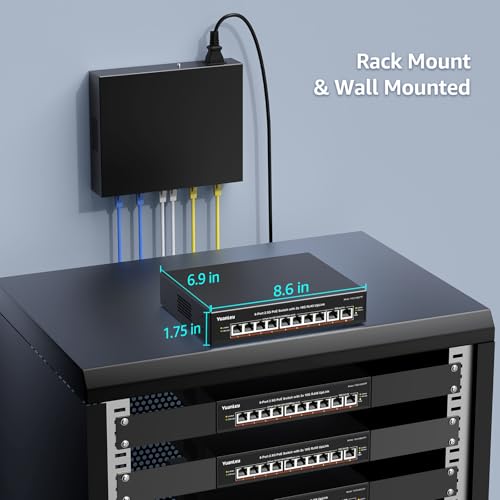 Image of YuanLey 8 Port 2.5G PoE Switch Unmanaged, 8 x 2.5G Base-T PoE Ports, 2X 10G RJ45 UpLink,120W PoE Budget, Metal Fanless, 10 Port 2.5Gbe /10G PoE Ethernet Switch for NAS, Gaming PC, AP