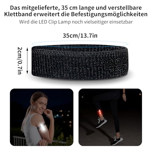 Taximi LED Clip Lamp - 300 Lumen Lauflicht Joggen Licht mit 6 Modi, IPX5 Wasserdicht LED Blinklicht Schulranzen Licht für Hundegeschirr, Kinder Reflektoren Anhänger zum Rucksack Kleidung, 2er