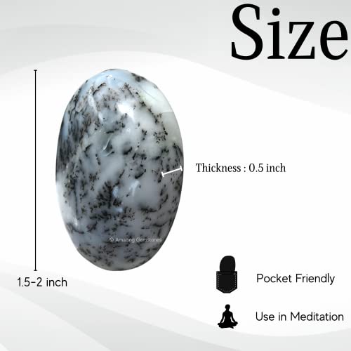 Image of Amazing Gemstone Dendrite Opal Crystals and Healing Stones - Large Palm Stone Crystals Piedra - Crystal for Good Luck, Balanced Positive Energy, Meditation - Unique Stocking Stuffers, Gifts for Women