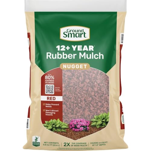 GroundSmart Out Door Garden Fencing Rubber Mulch 0.8 Cubic Feet Cedar Red