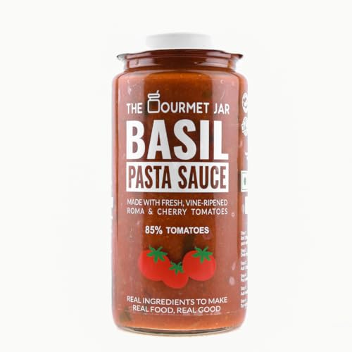 The Gourmet Jar Basil Pasta Sauce 390G| 100% Natural,No Preservatives,No Artificial Colors,No Artificial Flavouring agents| Vegan| Gluten Free
