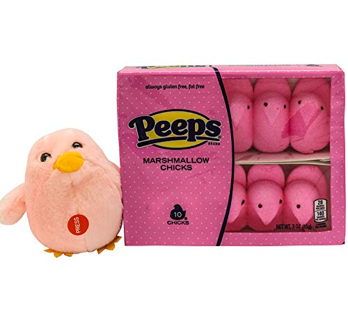 Marshmallow Peeps â€“ Classic Easter Chick Marshmallow Candy w/Plushy Peep Squeeze Toy â€“ 10 Pack (3oz each) (Pink)