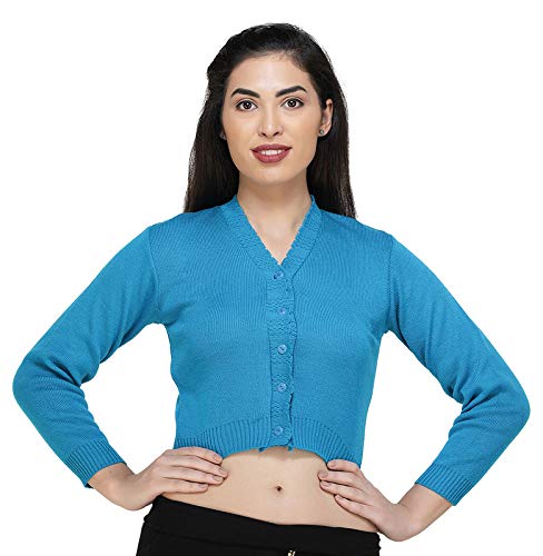 Image of Women Winter Wear V-Neck Full Sleeves Regular Fit Woollen Blouse