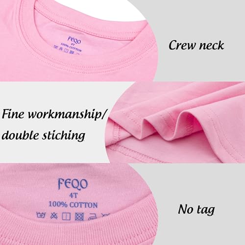 FEQO 6 Pack Girls Short Sleeve T Shirts Cotton Tees Summer Tops T-Shirt for Girl 5-14 Years3
