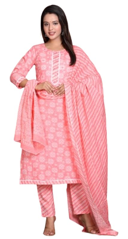Costume indien coton femme ensemble kurta pantalon imprimé pour cérémonie