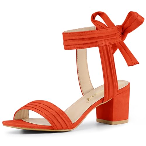 Image of Allegra K Women's Open Toe Ankle Tie Back Block Heels Sandals
