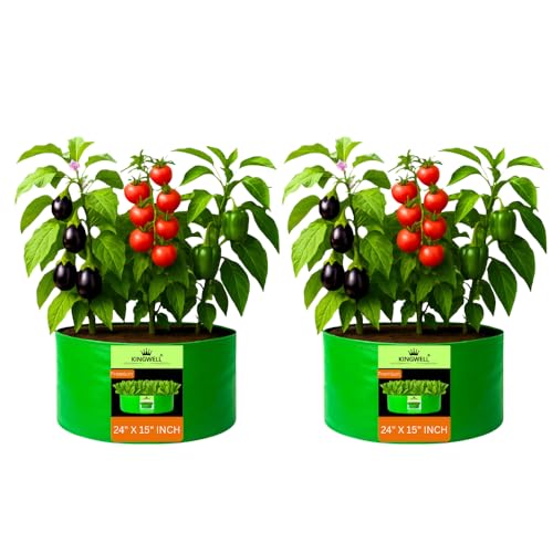 Image of Kingwell Grow Bag 24 X 15 INCH, PACK OF 2 For Terrace Garden Leafy Vegetable Plant Grow Bags Fruits Growing Containers For terrece Gardening (24 X 15 INCH, PACK OF 2)
