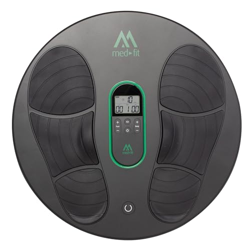 Máquina de circulación para pies Med-Fit Medi-Boost EMS y TENS | Alivia el dolor de piernas, los tobillos hinchados y la neuropatía | 18 programas, mando a distancia de doble canal | Almohadillas para
