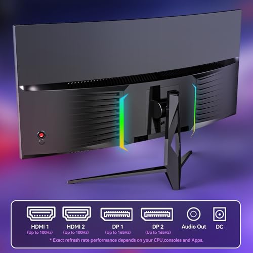 Image of 34 inch Ultrawide Curved Gaming Monitor, 21:9 WQHD 3440x1440p 165Hz with RGB Immersion, FreeSync PIP /PBP | 127% sRGB | HDMI 2.0 & DP1.4 | Built-in Crosshair