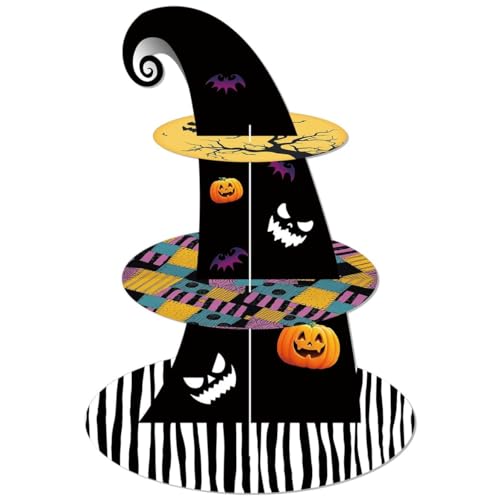 Zliisang Black Halloween Cupcake Stand 3-Tier Cardboard Cake Stand Dessert Table Displays Centerpieces for Halloween Christmas Birthday Party Decorations