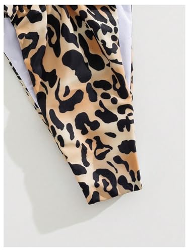 Women's Leopard Print High Cut Swimsuits 2 Piece Tie Backless Halter Triangle Bikini Set Cheetah Bathing Suits4