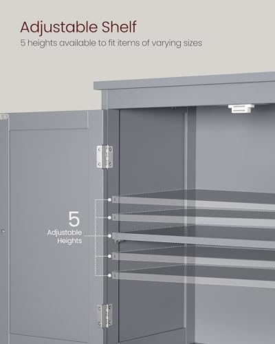 VASAGLE Freestanding Bathroom Cabinet with 2 Drawers and 2 Doors, Adjustable Shelf, 30 x 60 x 110 cm, Dove Grey BBC551G02 - Image 6