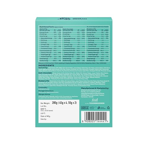 Yogabar Breakfast Protein Bars, 12 Bars | Easy & Convenient Breakfast On-the-GO | High in Protein & Fibre | Quick Protein Snack that helps in Weight Loss Management (12 Bars, Variety Pack)