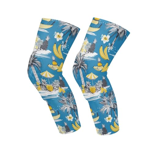 JUNZAN Funny Hawaii Blue Basketball Knee Pads for Youth Kids Wrestling Knee Pads with Sleeves Sport Kneepads for Volleyball Football
