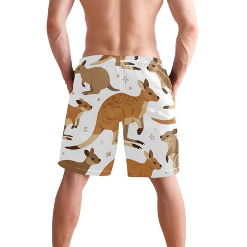 Men's Swim Trunks Quick Dry Swimming Shorts with Pocket Kangaroo Pattern Print on Fabric Swimsuit Trunks2
