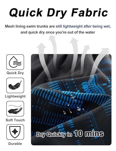 Image of BOJIN Mens Swim Trunks 9 inch Quick Dry Stretch Swim Shorts Mesh Lining Bathing Suits Swimwear Beach Shorts with Pockets