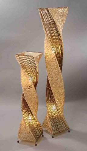 Deko-Leuchte MARCO, hohe Stehlampe aus Natur-Material, gedrehte Form (100 cm)