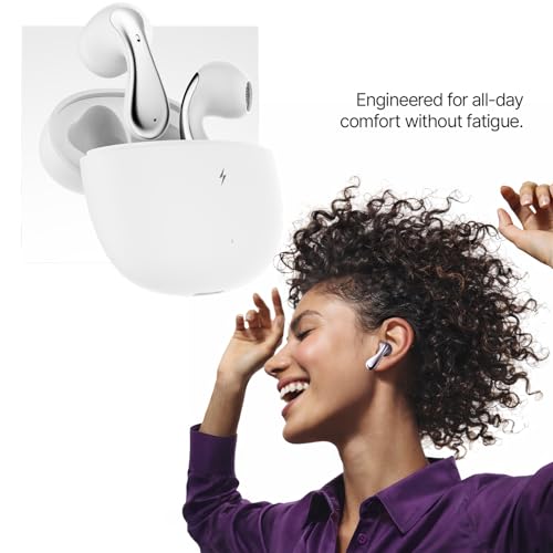 Image of Fire-Boltt Aero Lite TWS Earbuds Custom EQ Wireless Bluetooth 5.4 Music & App Support 50H Playtime Fast Charging Case 50ms Low Latency for Gaming Touch Controls Polar White
