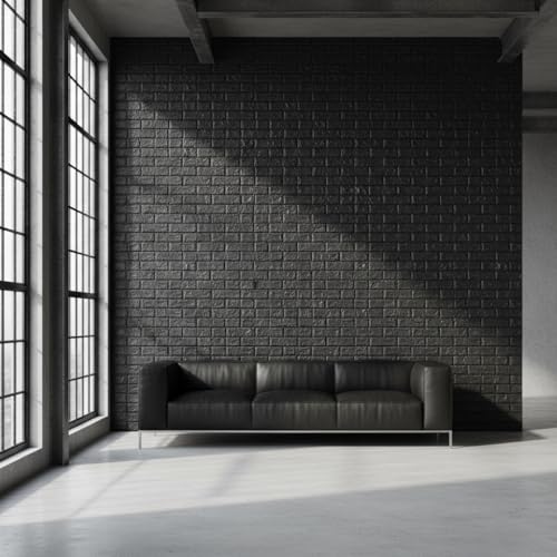 Image of 3D Brick Wallpaper for Wall | Self Adhesive PE Foam DIY Panel | Peel & Stick Decor for Home, Living, Bedroom & Office (70 x 77 cm, Appx 5.8 Sq Ft) (15, Black)