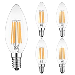 E14 Led Light Bulb 6W, SES Small Edison Screw Candle Light Bulbs, 60w Equivalent, 2700K, Pack of 4