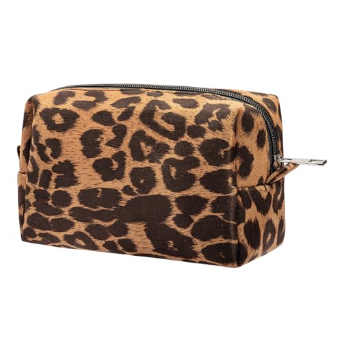 Leopard Print Design Cosmetic bag Makeup bag Soft Toiletry Bag for Women Travel Essentials (Brown)2