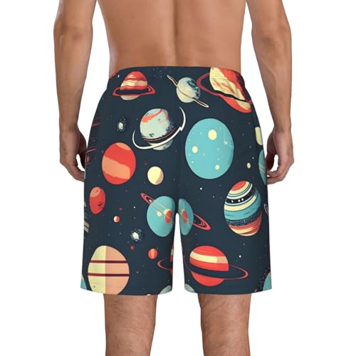 Men's Beach Shorts Swim TrunksFun Patterns Outer Space Planet Print for Surfing Running Summer Vacation3