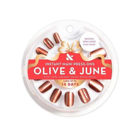 Olive & June Press-On Fake Nails - Extra Short Squoval - Plum Velvet - 42ct