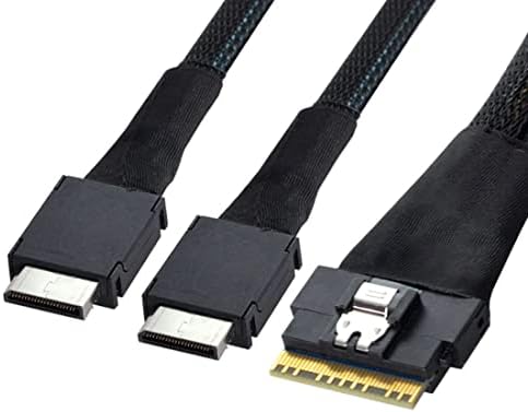ChenYang CY SFF-8654 8i 74Pin to Dual Oculink SFF-8611 PCI-E Ultraport Slimline SAS Slim 4.0 Cable 50cm PCI-Express