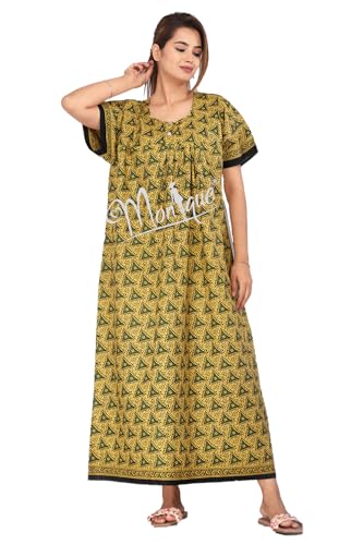 Image of Monique Brand 100% Pure Cotton Nighty for Woman | Floral Gown for Women Night Wear | Cotton Nighty for Women Stylish | Maxi for Women Cotton