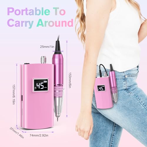 Kit portátil profesional de taladro para uñas 45000RPM miniatura 6