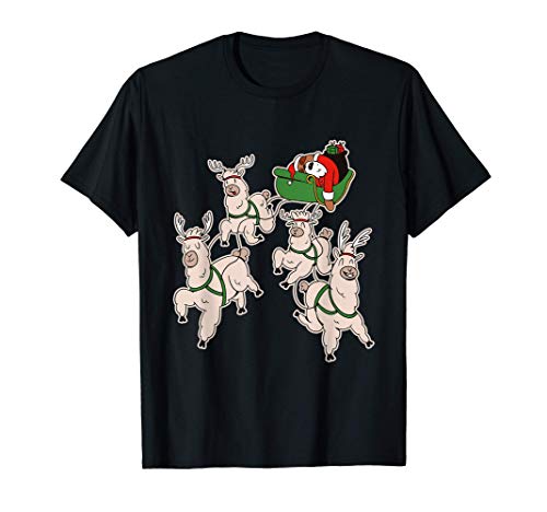 Pereza navideña y llamas durmiendo en el trineo Camiseta