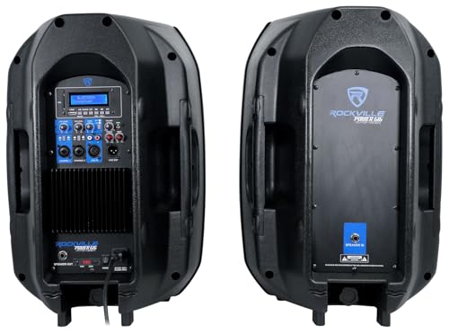 Image of Rockville RPG122K Dual 12 inch Powered PA Speaker Package, Mic, Stands, Cables