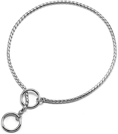 Mogoko Stainless Steel Dog Choke Chain Collar, Puppy Metal Snake Chain Pet Show Slip Collar Choker for Training Walking (Silver;20.0"*4.0mm)