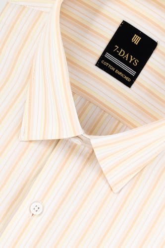 Image of 7-DAYS Men's Premium Striped Formal Shirt - Cotton Rich, Regular Fit, Full Sleeve, with Pocket, Wrinkle Resistant - Stylish Office & Everyday Wear.