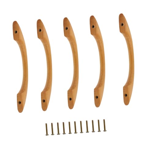 PENIKOKO 5個 北欧風木製取っ手 環境に優しい高密ブナ材使用 耐摩耗 耐衝撃キャビネットドアノブ 家具用引き出しハンドル 簡単取り付けで安