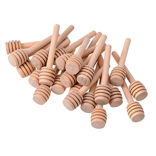 GRIRIW 30pcs Wooden Honey Stick Honey Spoon Honey Stick Spoon Mini Honey Dipper Sticks Bulk Honey Dispensing Stick Honey Sticks Spoons Honey Stirrer Honey Extractor Mason Jar Jam