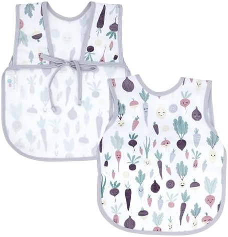 BapronBaby Root Veggies Bapron - Soft Waterproof Feeding Bib - Mess-Free Weaning Apron - Stain & Spill Resistant - Fast-Dry, Machine Washable, No-Tie Safer Bib for Babies & Toddlers (6m–5yr)